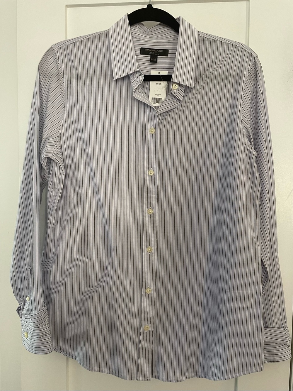 NWT Banana Republic Blue and White Striped Button-Down Shirt